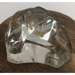 Val St Lambert Crystal Iceberg Paperweight Fish Pisces Belgium Art Glass Signed